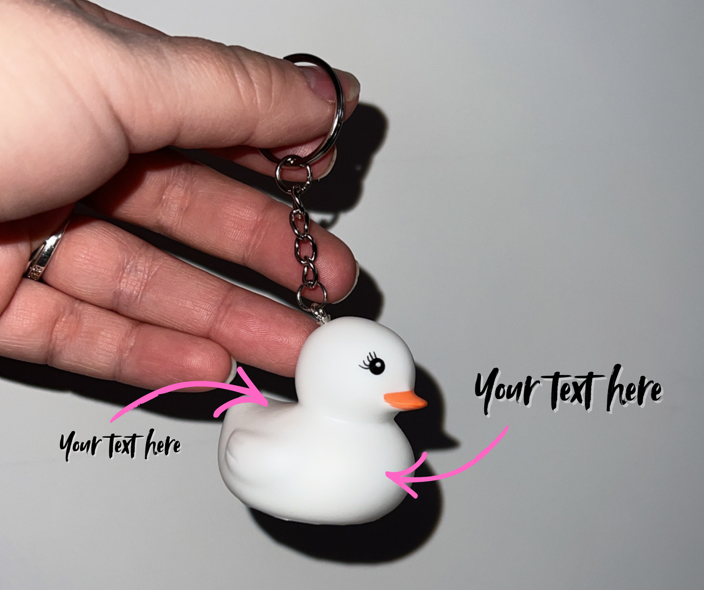 Lucky Duck Keychain – Personalized Good Luck Charm WHITE