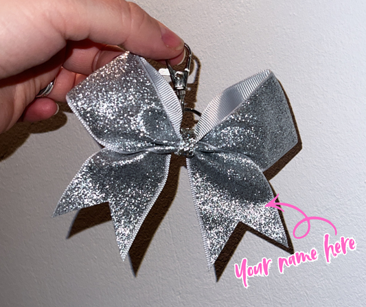Cheer Bow Charm – Perfect for Bags & Keys SILVER