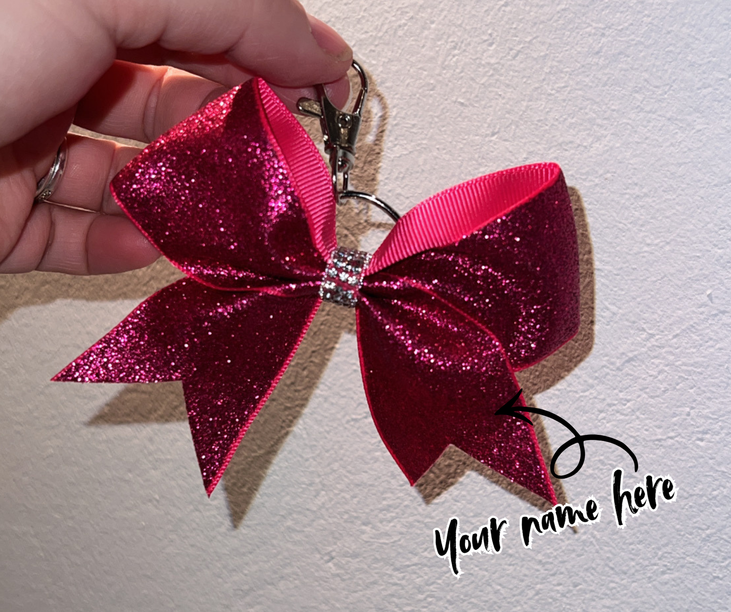 Cheer Bow Charm – Perfect for Bags & Keys PINK