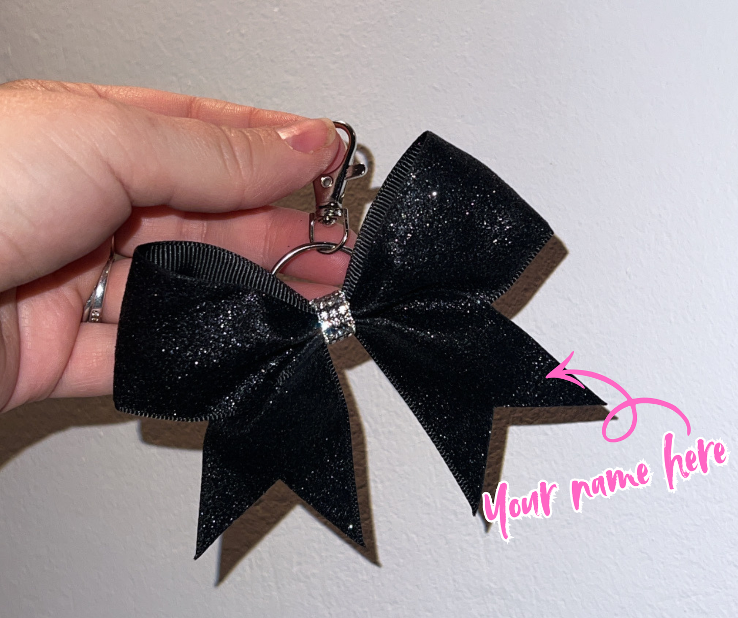 Cheer Bow Charm – Perfect for Bags & Keys BLACK